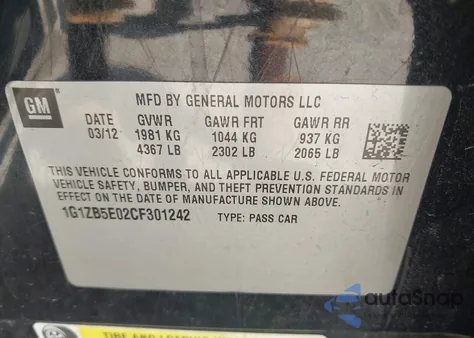 2012 Chevrolet Malibu Ls z USA, uszkodzony, nr VIN 1G1ZB5E02CF301242